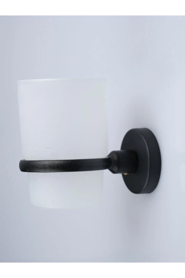 Lotus Mat Siyah Eko Diş Fırçalık Plastik Tabak Ister Yapıştır Ister Montajla - Resim 2