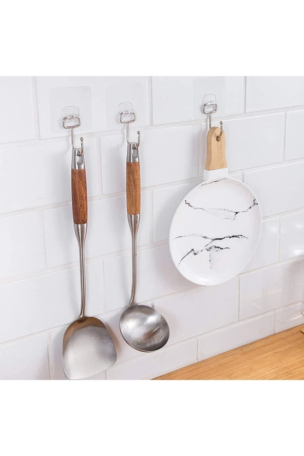 Banyo Için Güçlü Yapışkan Kancalar,yapışkanlı Askılar ,mutfak,ev Ofis Için Duvar Askıları 3 Adet - 4