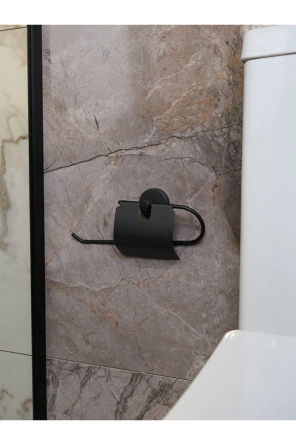 Mat Siyah Kapaklı Solo Havlu Asacağı Solo Havluluk - Ister Yapıştır Ister Montajla - Resim 3