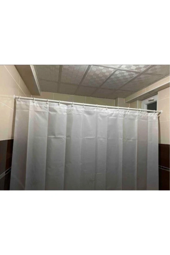 Metal Banyo Duş Perde Borusu 120x210cm Beyaz