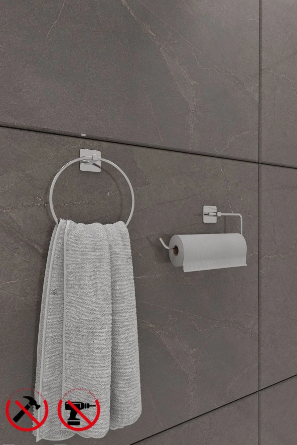 Paslanmaz Kom Kare havlu ve kare solo havluluk setı - Resim 2