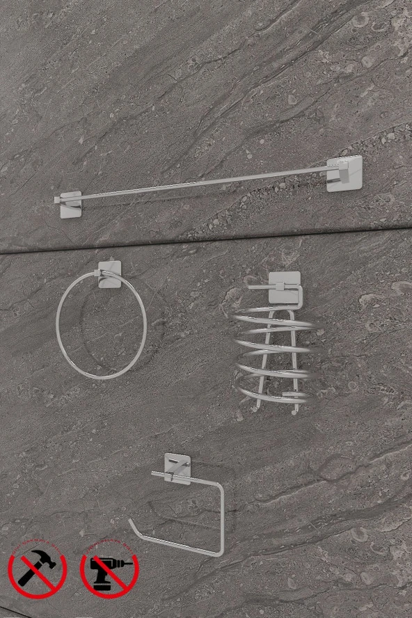 KROM KARE UZUN HAV.KARE HALKA HAV.KARE FÖN VE KARE TUVALET KAĞ.SETİ - Resim 3