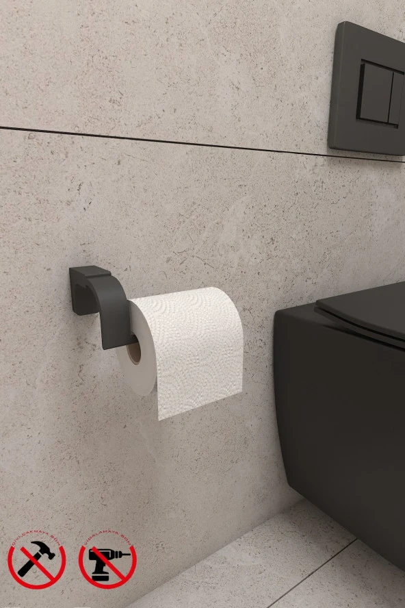 Siyah F1 Model Paslanmaz Tuvalet Kağıdı Askısı Tuvalet Kağıtlığı 5 Yıl Garantili