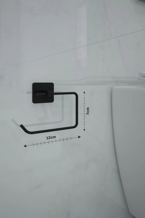 Lilyum Kare Model Mat Siyah Tuvalet Kağıtlığı Tuvalet Kağıdı Askısı - 3