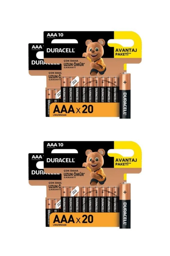 Duracell Alkalin AAA İnce Kalem Piller, 40 Lı Paket