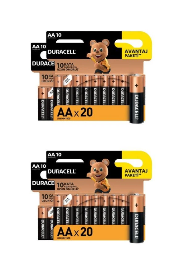 Duracell Alkalin AA Kalem Piller, 40 Lı Paket