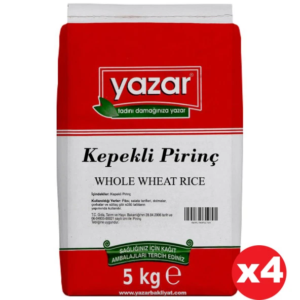 Yazar Kepekli Pirinç (Organık) 5 Kg x 4 Paket