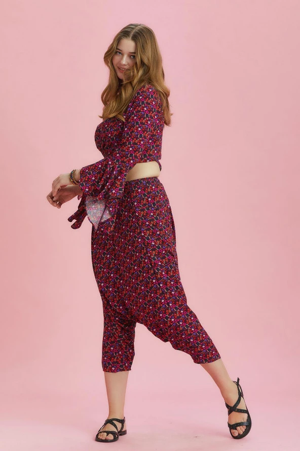 Etnik Desenli Büyük Beden Şalvar Pantolon - 2