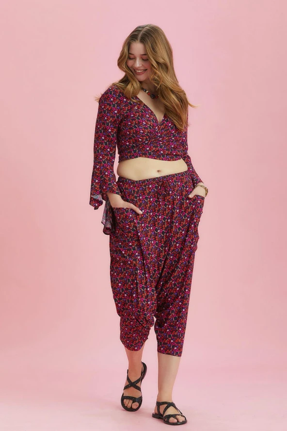 Etnik Desenli Büyük Beden Şalvar Pantolon - 3