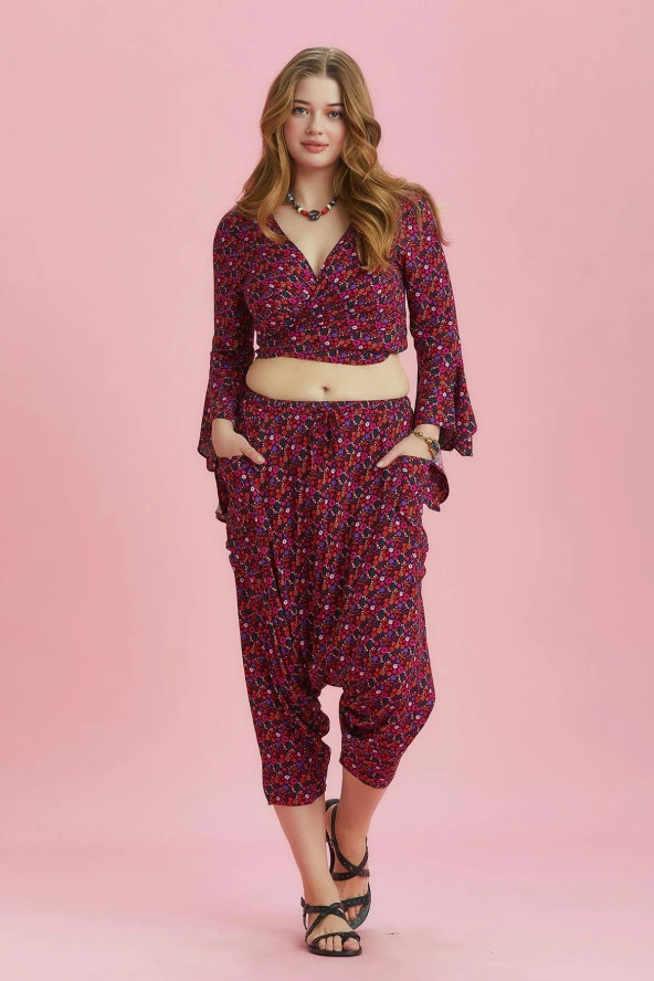 Etnik Desenli Büyük Beden Şalvar Pantolon - 4