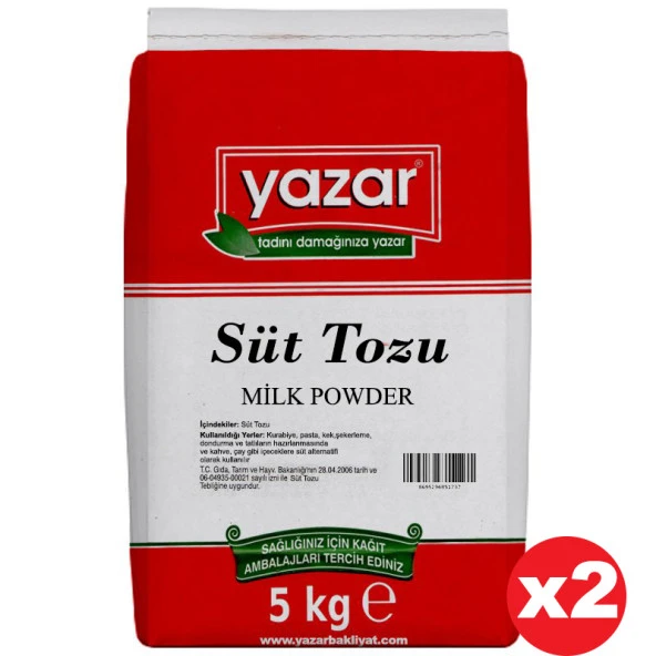 Yazar Süt Tozu (İÇİLEBİLİR) 5 Kg x 2 Paket