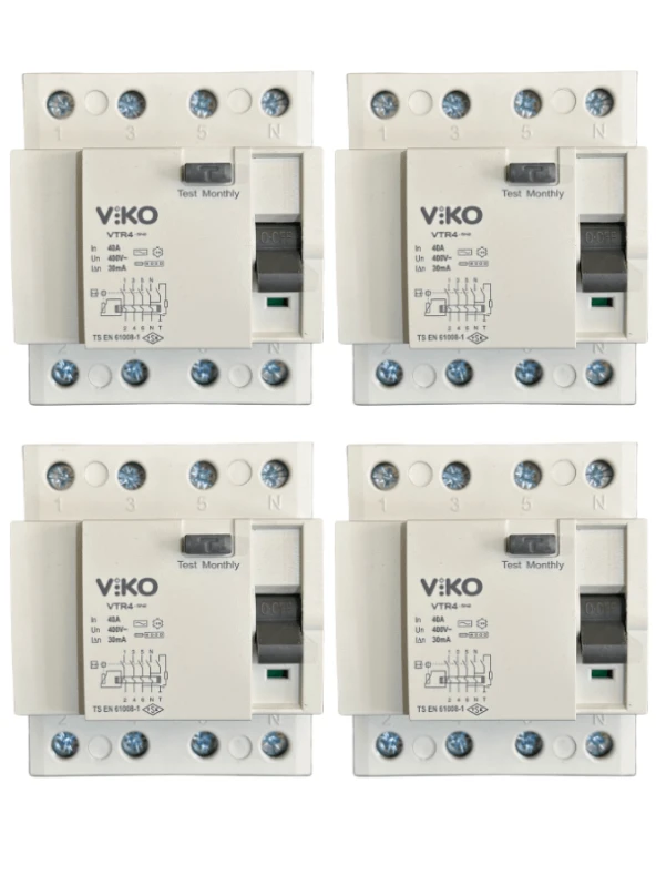 Viko 30mA 40A 4P Kaçak Akım Koruma Rölesi (4 Adet)