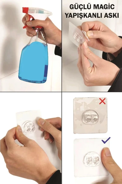 Paslanmaz Çelik Yapışkanlı Fönlü Duvar Rafı & Organizer & Banyo Duş Askısı - Resim 3