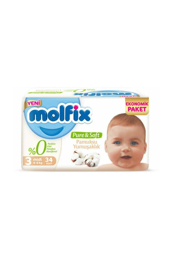 MOLFİX Pure & Soft 3 Beden Midi 34 Adet