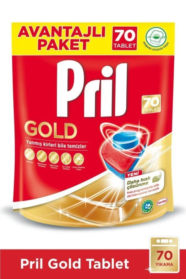 PRİL Gold 70 Yıkama Bulaşık Makinesi Deterjanı Tableti - Resim 2