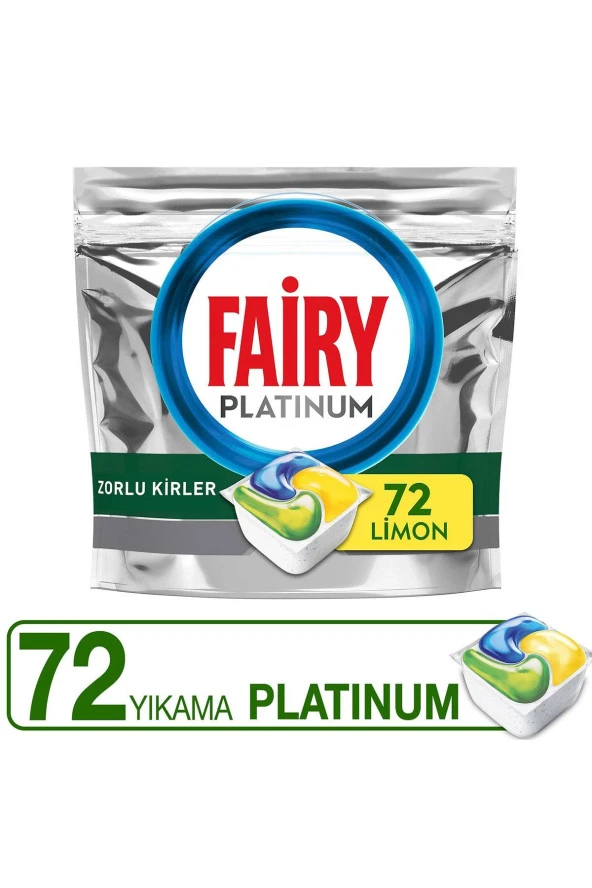 FAİRY Platinum Bulaşık Makinesi Deterjanı Kapsülü/Tableti 72 Yıkama Limon Kokulu