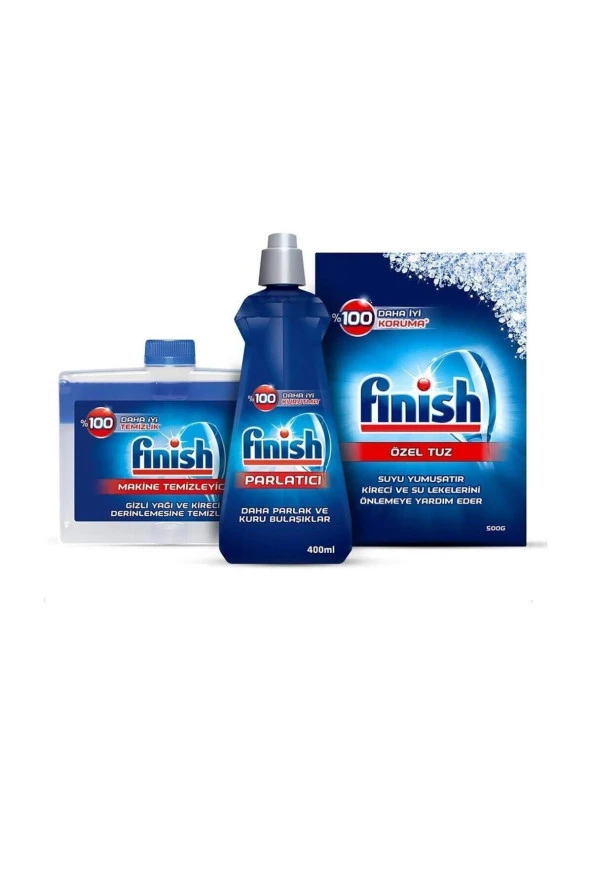 FİNİSH Temizlik Ve Bakım Seti (Parlatıcı 400 Ml + Makine Temizleyici Sıvı 250 Ml + Tuz 500 Gr) ürün görseli
