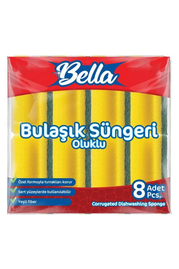 BANAT Bella Oluklu Bulaşık Süngeri 8'Li Paket