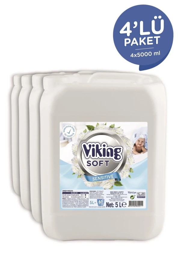 VİKİNG Çamaşır Yumuşatıcısı Sensitive 5 Litre 4 Adet - Resim 2