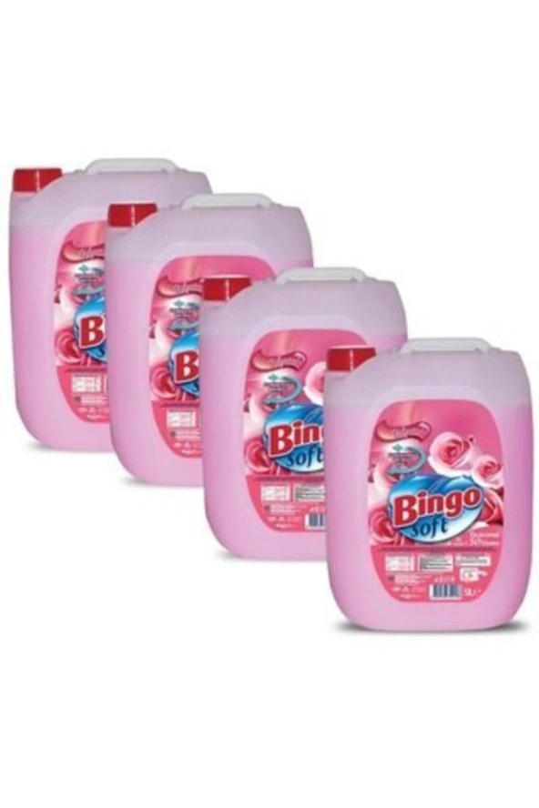 BİNGO Soft Yumuşatıcı Gülpembe 5 Litre Ekonomi Paketi 4'Lü ürün görseli