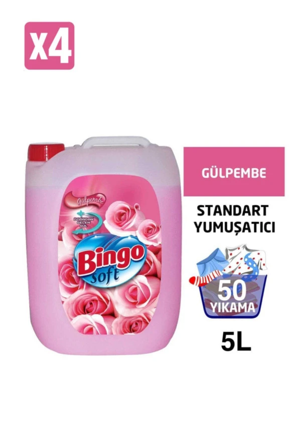 BİNGO Bingo Soft 5Lt Gülpembe 4 Adet ürün görseli