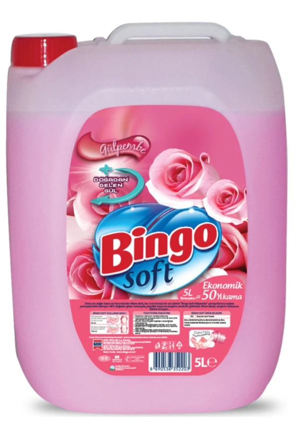 BİNGO Soft Yumuşatıcı 5 Lt Gülpembe X 2 Adet - Resim 2