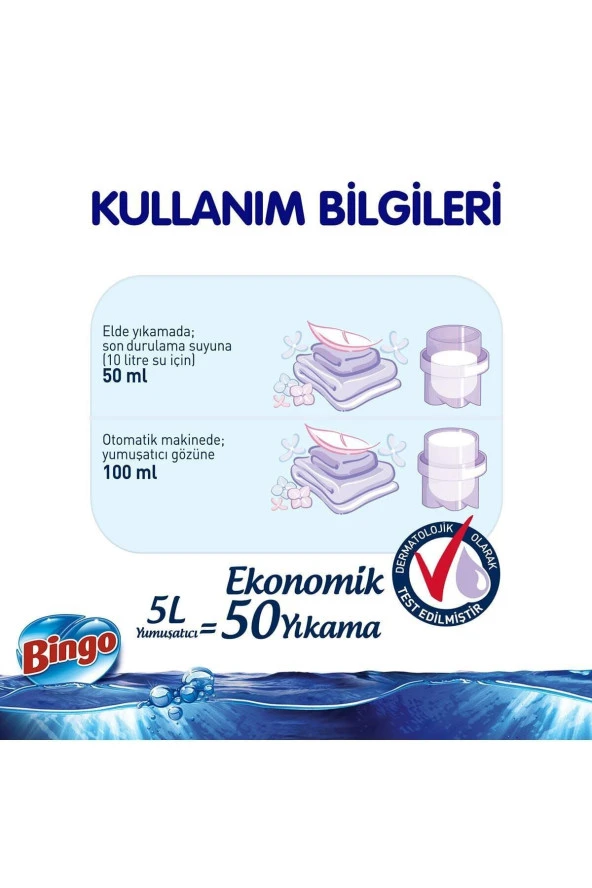 BİNGO Soft Yumuşatıcı Gülpembe 5 Litre Ekonomi Paketi 4'Lü - Resim 2