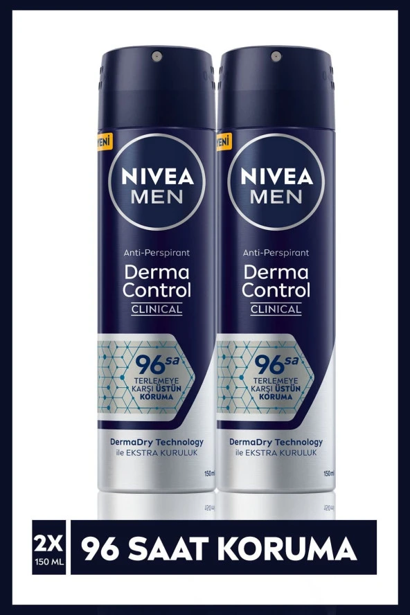NIVEA Men Derma Control Clinical Erkek Sprey Deodorant 150Ml,96 Saat Üstün Koruma X2 Adet - 1