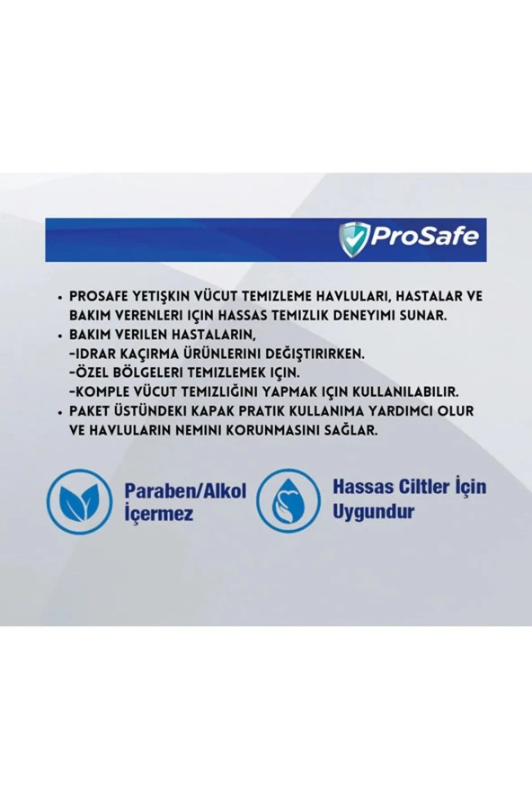 PROSAFE Yetişkin,Hasta Vücut Temizleme Havlusu 3 Paket 144 Lü - Resim 2