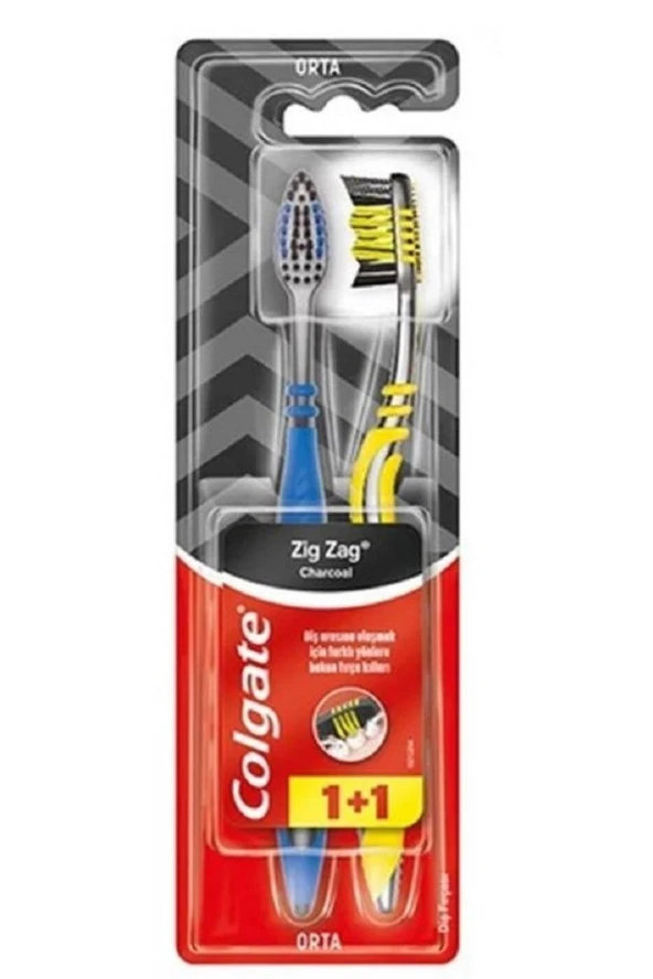 COLGATE Zigzag Charcoal Diş Fırçası 1+1 (Orta)