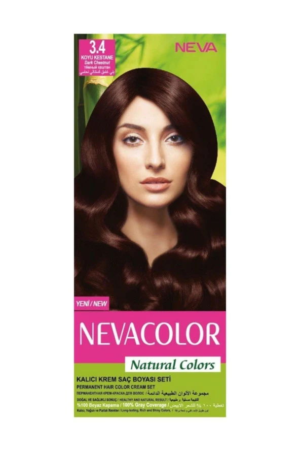 NEVA COLOR Saç Boyası Seti 3.4 Koyu Kestane 8698636612159