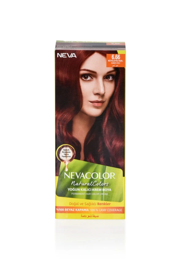 NEVA COLOR Natural Colors 6.66 Büyüleyici Kızıl - Kalıcı Krem Saç Boyası Seti 8698636612319