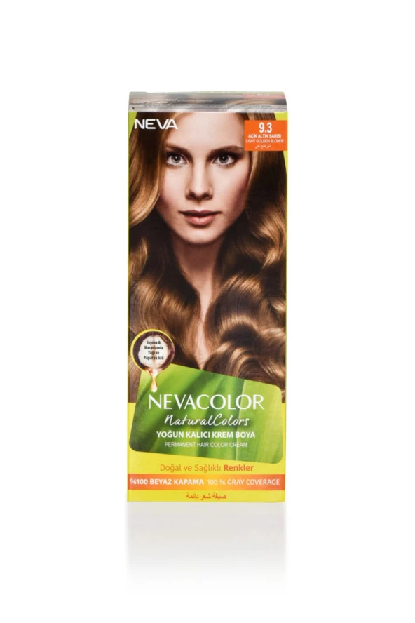 NEVA COLOR Nevacolor Natural Colors 9.3 Açık Altın Sarısı - Kalıcı Krem Saç Boyası Seti