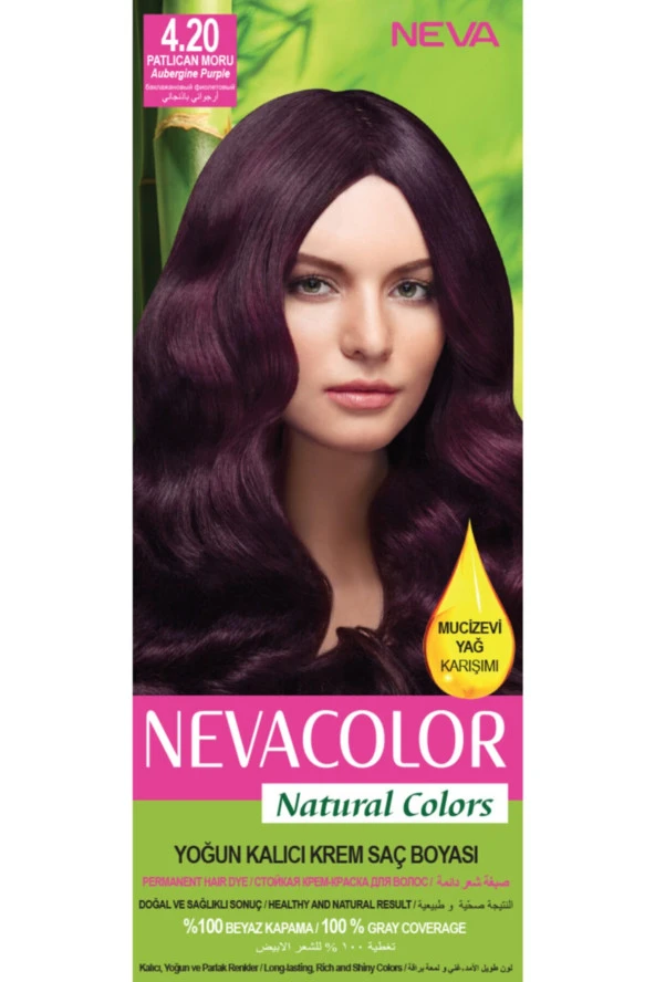 NEVA COLOR Saç Boyası Seti 4.20 Patlıcan Moru 8698636612203