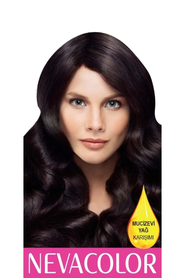NEVA COLOR No 4. Kahve - Kalıcı Krem Saç Boyası Seti - 2