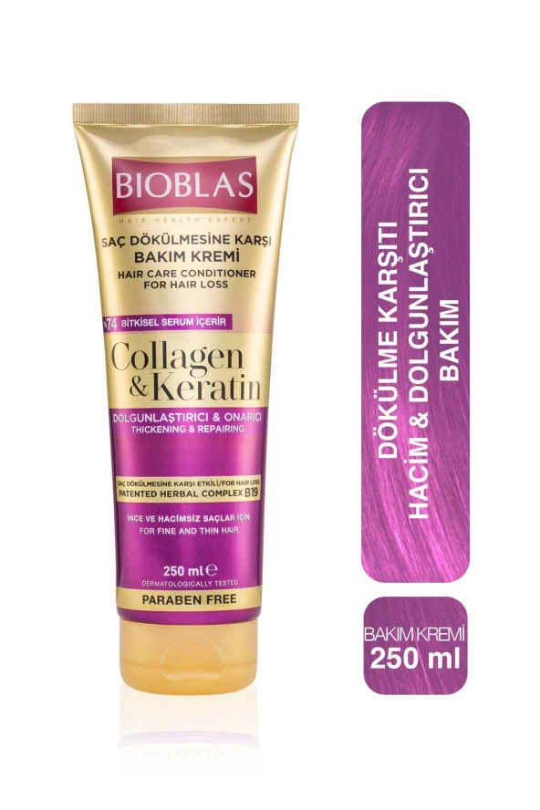 BİOBLAS Saç Dökülmesine Karşı Bakım Kremi 250Ml Collagen&Keratin