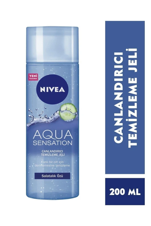 NIVEA Yüz Temizleme Jeli Aqua Sensation Canlandırıcı 200 Ml,Salatalık Özü