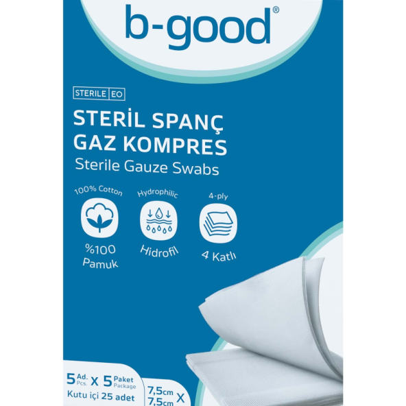 B-Good Steril Spanç Gaz Kompres 7,5cm x 7,5cm 25'li