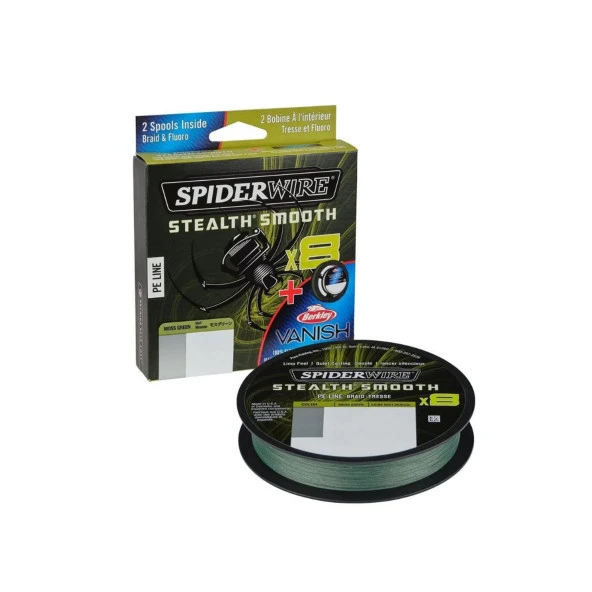 Spider Wire 8 Braid & Fluorocarbon Duo Spool System 150 & 50m Moss Green/Clear 0,09 & 0.25mm