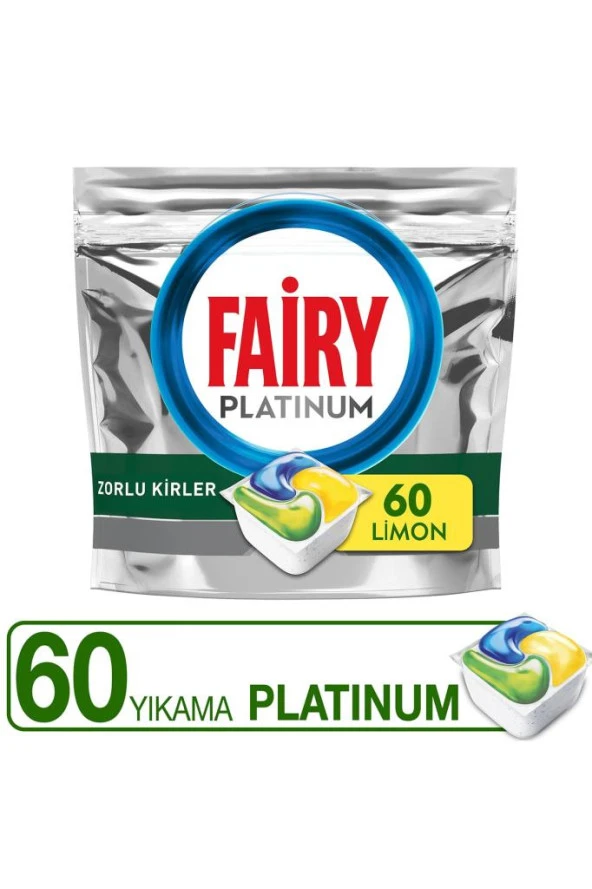 Fairy Platinum 60 Yıkama Bulaşık Makinesi Deterjanı Tableti / Kapsülü Limon Kokulu 77493