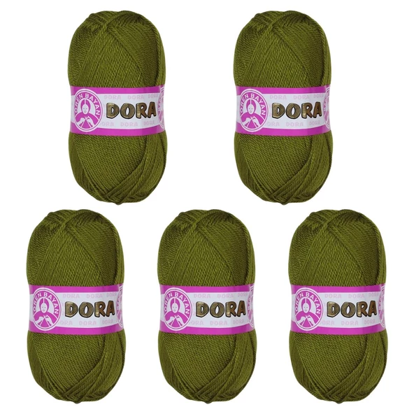 Ören Bayan Dora Örgü İpi - Yeşil - 5'Li Paket - ( Renk Kodu : 076 )