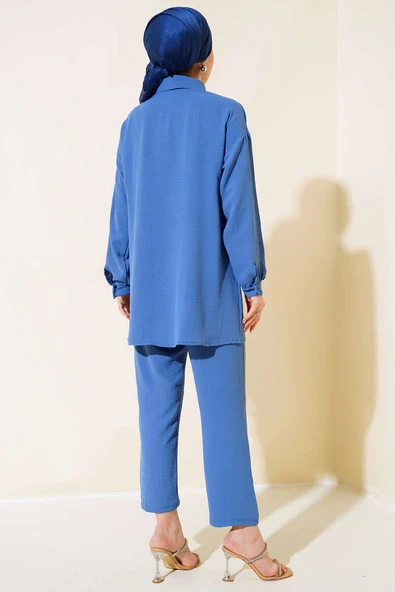 Cepleri Taş Detaylı Ayrobin Takım Mavi - 3