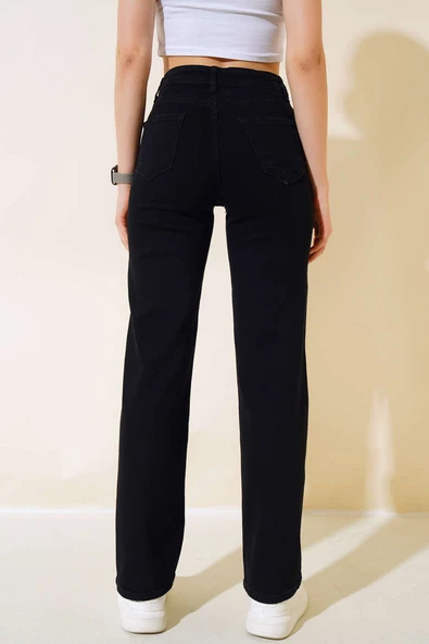 Diz Lazerli Kot Pantolon Siyah - Resim 3