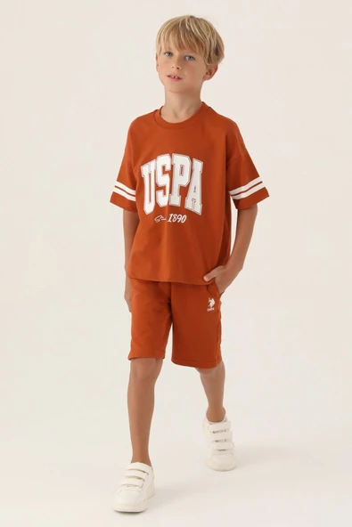 Us Polo Erkek Çocuk Kehribar Bermuda Pijama Takımı17094
