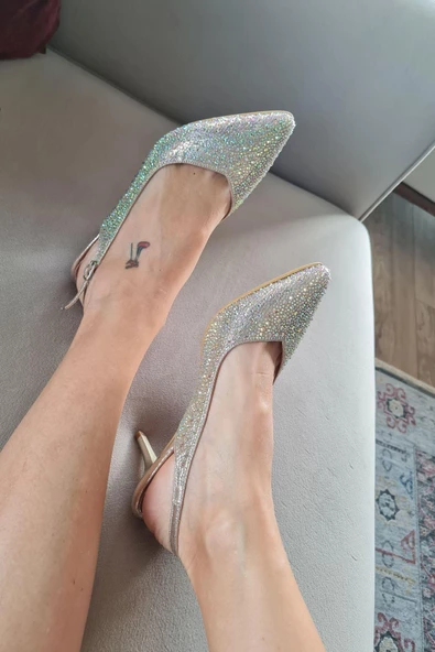 135 5340 Topukla Kadın Taşlı İnce Topuklu Stiletto Abiye Ayakkabı