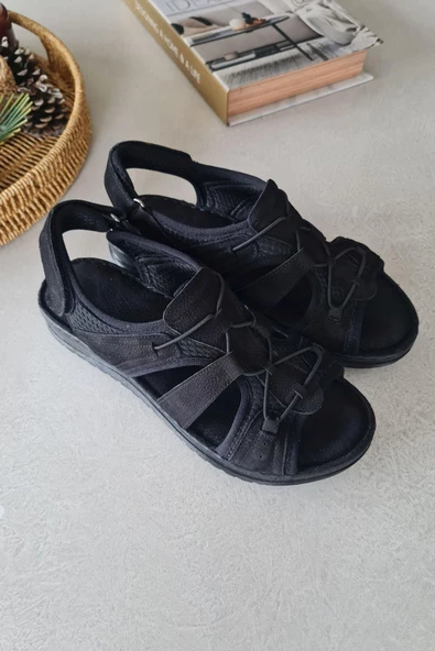 16BU 125 Topukla Kadın Hakiki Deri Konford Sandalet - 3