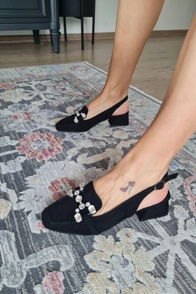 10 031 Topukla Kadın Toka Detaylı 4 cm Topuklu Loafer Günlük Ayakkabı - 10