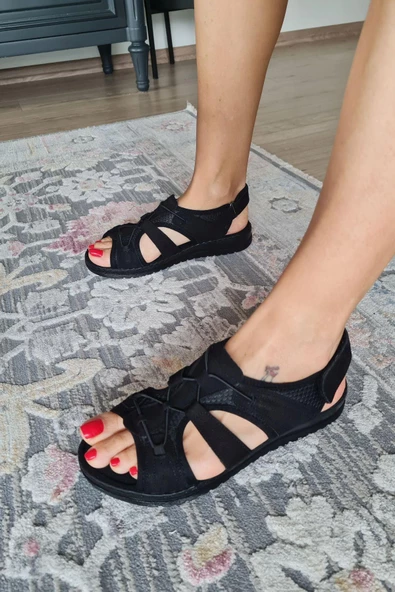 16BU 125 Topukla Kadın Hakiki Deri Konford Sandalet - 2