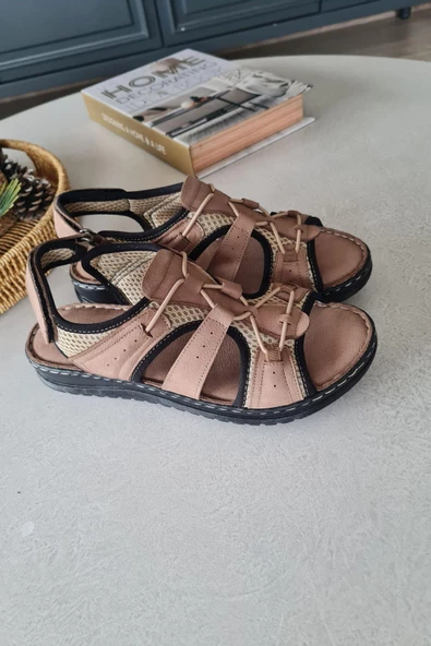 16BU 125 Topukla Kadın Hakiki Deri Konford Sandalet - 7