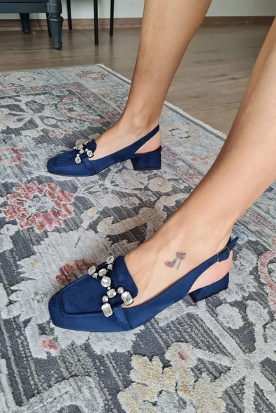 10 031 Topukla Kadın Toka Detaylı 4 cm Topuklu Loafer Günlük Ayakkabı - 6